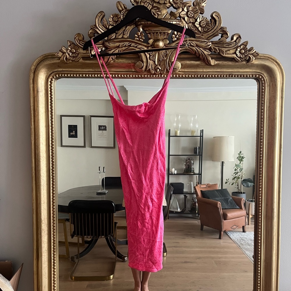 Zara Bright Pink Textured Dress